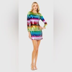 NWT Mac Duggal Multicolor Sequin Mini Column Dress *see note